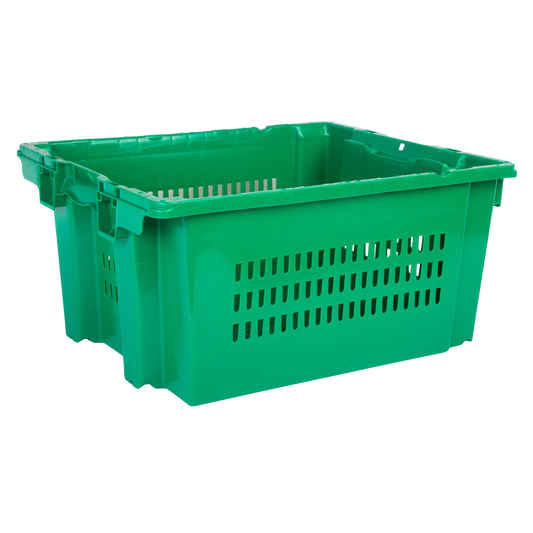 Hudson Exchange 24 x 20 x 11" (13.5 Gallon) Agricultural Vented Crate Handled Storage Container Tote, Green