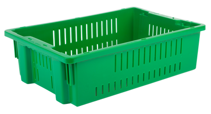 Hudson Exchange 20 x 13 x 5.6" (4.5 Gallon) Agricultural Vented Crate Handled Storage Container Tote, Green