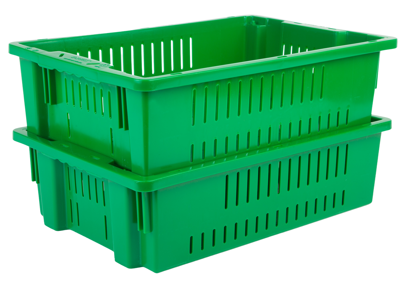 Hudson Exchange 20 x 13 x 5.6" (4.5 Gallon) Agricultural Vented Crate Handled Storage Container Tote, Green