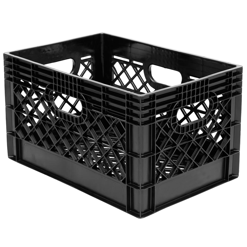 Hudson Exchange 19 x 13 x 11" (24 Quart) Mesh Milk Crate Handled Storage Container Tote, Black