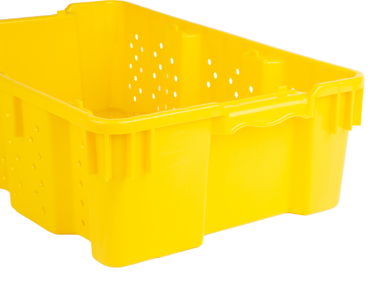 Hudson Exchange 24 x 16 x 7.3" (7.5 Gallon) Agricultural Vented Crate Handled Storage Container Tote, Yellow